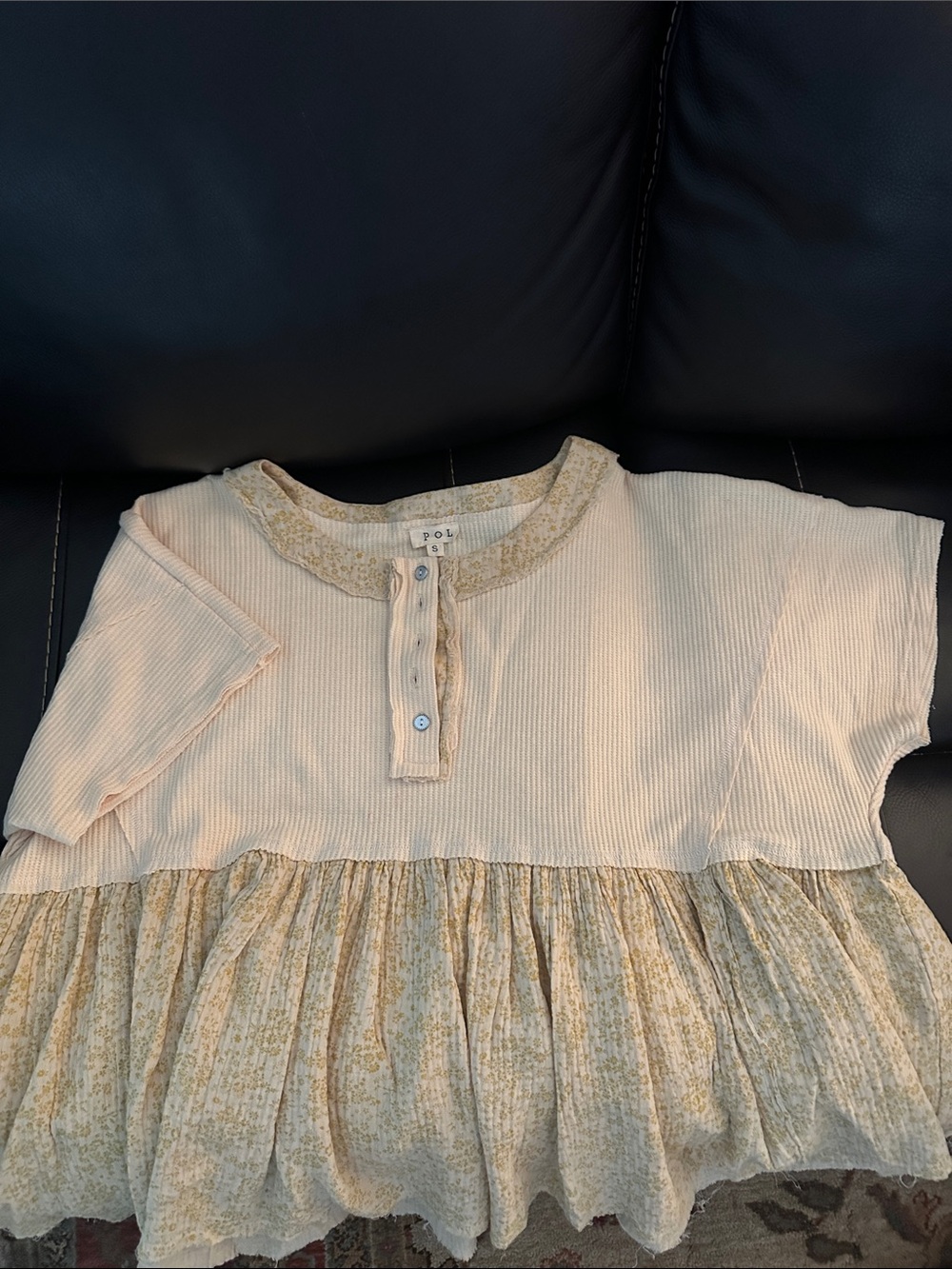 Pol Women’s Cream Floral Tiered Ruffle Top